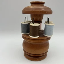 Peaseware Turned Wood Sewing Box Caddy Thread Storage Antique