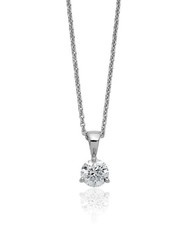 14K Solid White Gold Round Lab Diamond Solitaire Chain Necklace