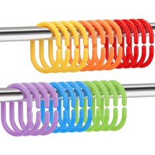 Duschvorhanghaken Kunststoff 24 Stück bunt C-Form Badewannenzubehör