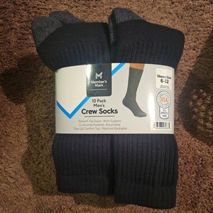 Member's Mark Crew Sock, 10 Count (Black)
