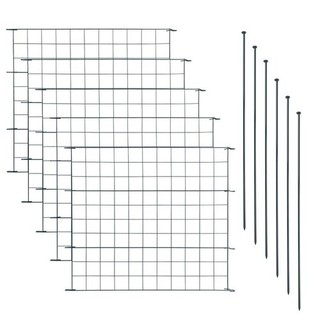 B Ware Teichzaun Gartenzaun 11 teilig Set Gitterzaun Gerade 5 Elemente Anthrazit