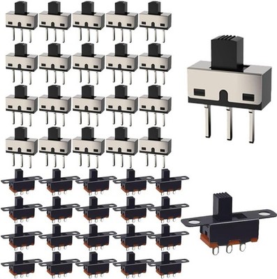40PCS Slide Switches 250V 3A 1P2T SPDT 3 Pin SS12D10 and 50V 0.5 Style: E1391T