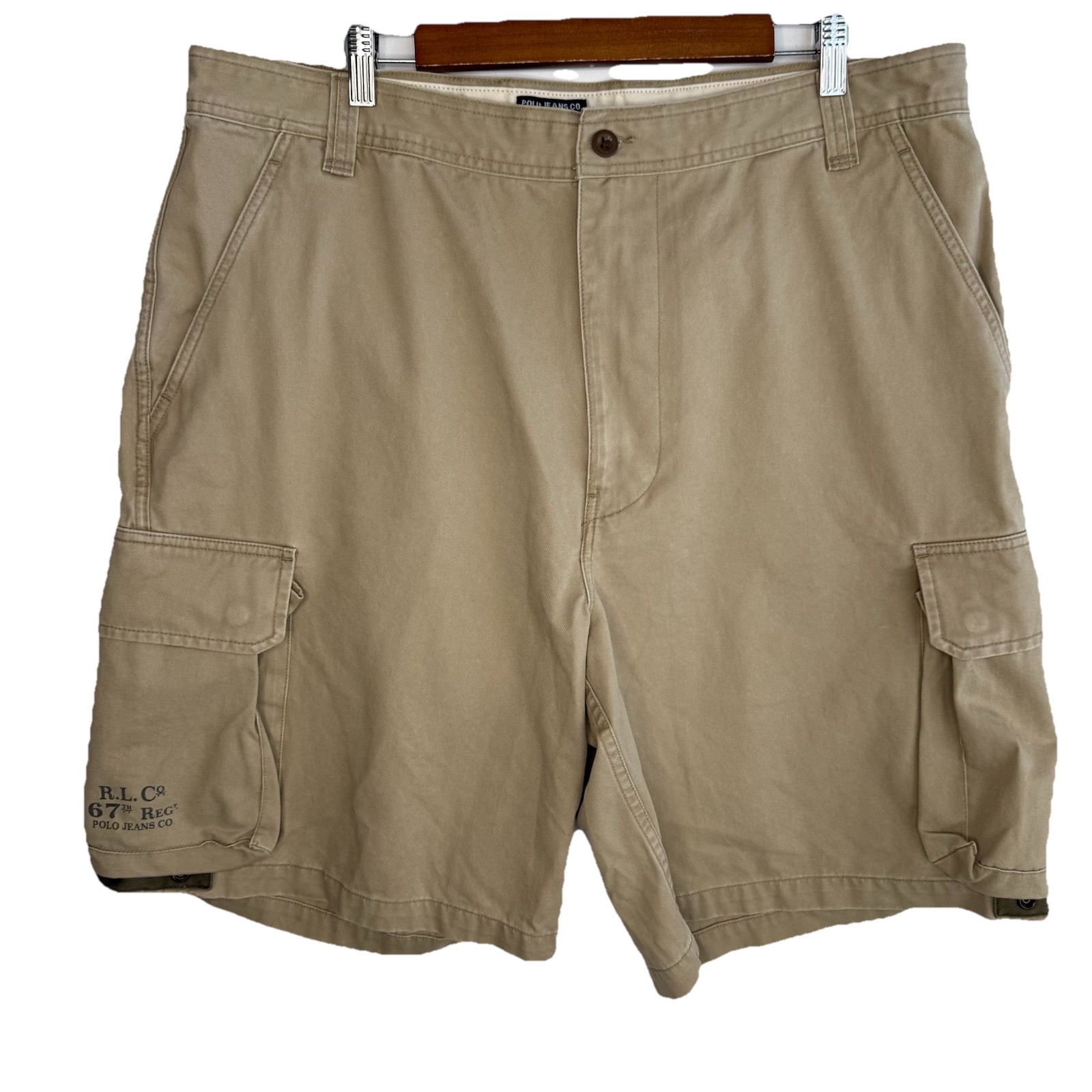 VTG Polo Jeans Co Ralph Lauren Military Surplus Cargo Shorts Mens 40x10 Beige