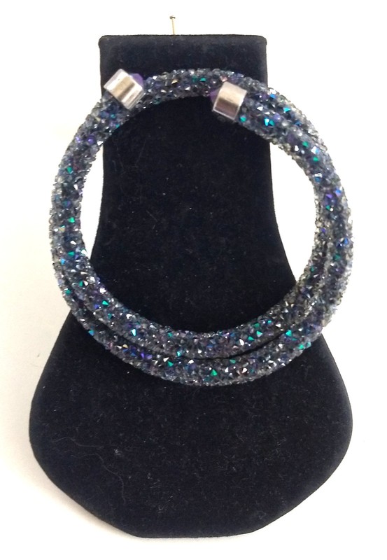 Vintage  Signed Swarovski Silver Tone Sparkly Purple Crystal Bracelet