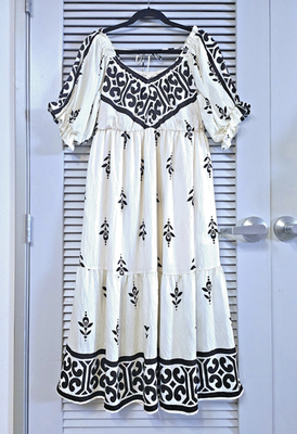 knee length dresses for ladies Shop Rhapsody Black Cream Stripe Strappy Shirred Bodice Maxi Dress main image 1