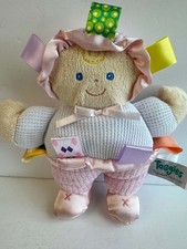 Taggies Pink Baby Doll Plush Thermal Waffle Satin Mary Meyer 8" Stuffed Lovey