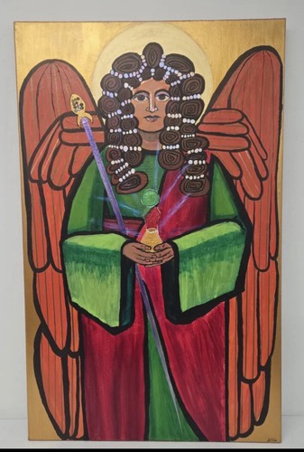 Jerry DiFalco Original Acrylic Painting Archangel Raphael Signed Canvas 30x48
