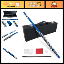 16 Key Closed Hole C Flute for Beginners & Students - Silver Plated, Carrying Ca