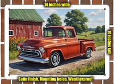 Metal Sign - 1957 Chevrolet 3100 Pickup Truck 2 Oil Painting - 14x10
