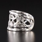 Roberto Coin Gold Ring Chic and Shine Open Style Wide Cuff Ring Size 7 18k White — photo 5