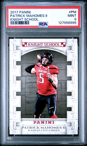 2017 PANINI KNIGHT SCHOOL #PM PATRICK MAHOMES II ROOKIE RC PSA 9