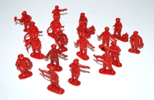 Lot of 18 Red Plastic Firefighters Fireman Mini Toy Action Figures