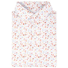 Rhoback Men's The Boil Performance Polo White Golf Shirt Shrimp Corn Print