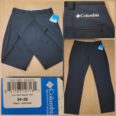 Columbia Golf Omni-Wick Marker Pants Performance Size 34/31 Mens Black Nwt