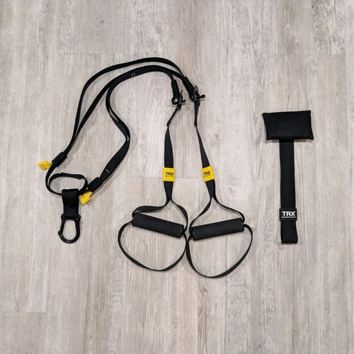 TRX Suspension Trainer Black/Yellow Portable Adjustable Straps w/ Door Anchor