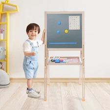 Kids' Adjustable Art Easel, Double-Sided, Wooden, Creative Drawing Board