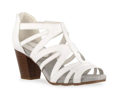 Easy Street Amaze Weiß Laserschnitt Keilabsatz Sandalen Sz 8M - Einzelhandel