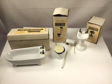 Shackman Dollhouse Bathroom 3-Piece Porcelain Set Sink Tub Toilet 1:12 in Box