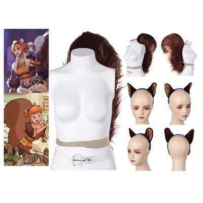 Marvel Rivals Doreen Green Squirrel Girl Tail Cosplay Squirrel Tail+Ear Headband