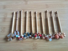 10 Wood Lace Making  Bobbins With Spangles # 82