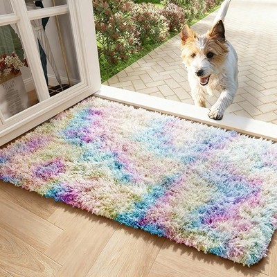 Plush Shaggy Door Mat Entrance Indoor Rugs Faux Fur Anti Slip Shaggy Rugs