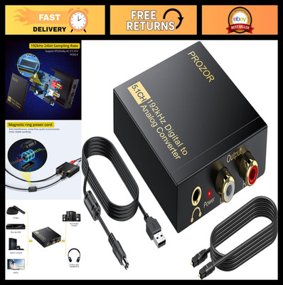Digital to Analog Audio Converter 192kHz 5.1CH Optical RCA Adapter for HDTV, Blu