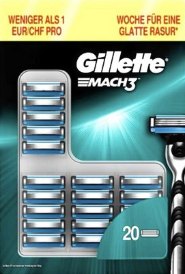 Gillette Mach3 Rasierklingen 20er Pack Rasur Nachfüllpack Neu Original SCHNELL KOSTENLOSER VERSAND