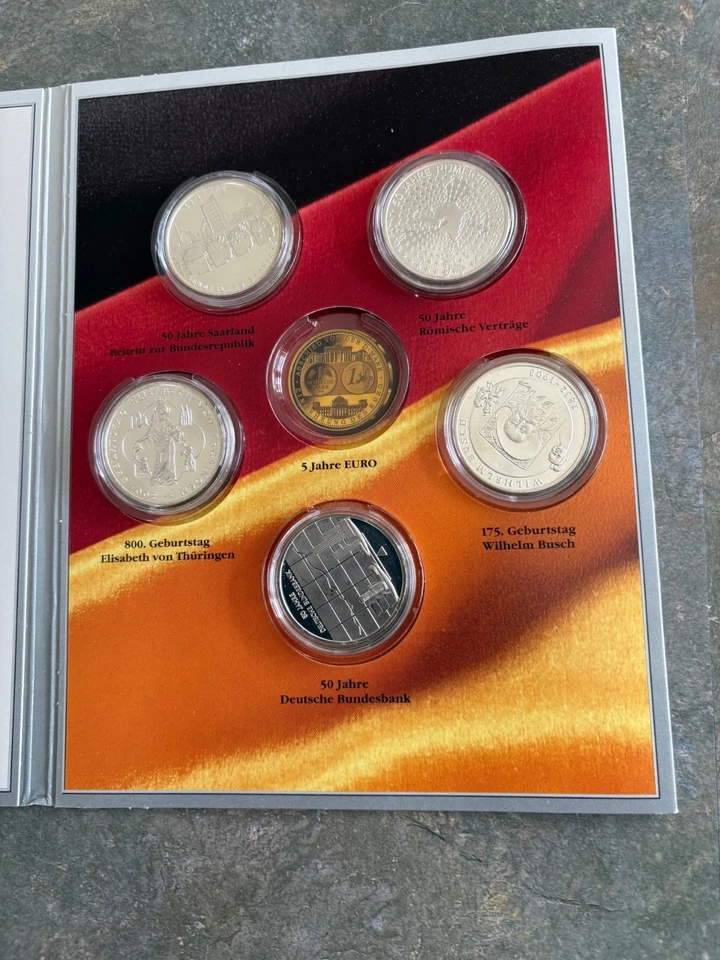 Schöne Fünf 10 - Euro Silbermünzen 925/1000 des Jahres 2007 Stempelglanz m. Zert - Bild 2 von 4