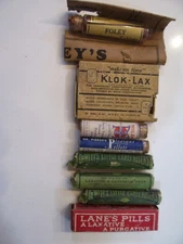 Lot of 8 Vintage Medical Laxatives, DeWitt's, Lanes, Milam, Klok, Foley, ETC