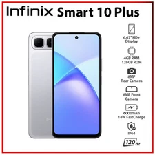 Infinix Smart 10 Plus 4GB+128GB SILVER Dual SIM Unlocked Android Cell Phone
