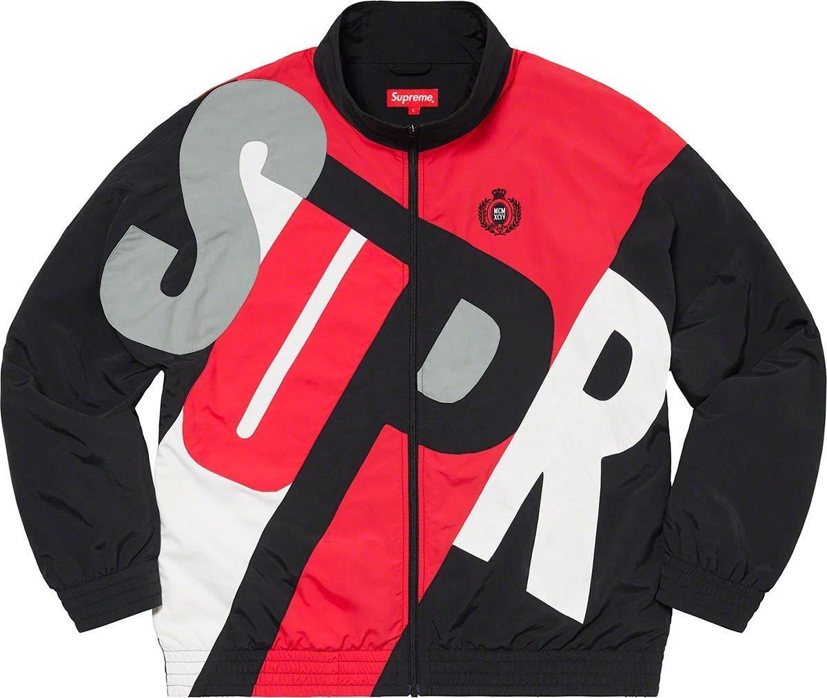 VESTE VESTE DE SURVÊTEMENT GRANDE LETTRE SUPRÊME BLOUSON NOIR TAILLE S NEUVE PREMIÈRE SERVIE