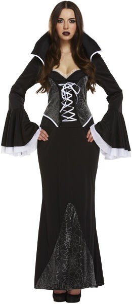 Web Vampiress Halloween Horror Fancy Dress Costume Size 12-14