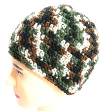 Camo Beanie Unisex Adult Camouflage Hat Handmade Crochet Hand Knit Cap NWT