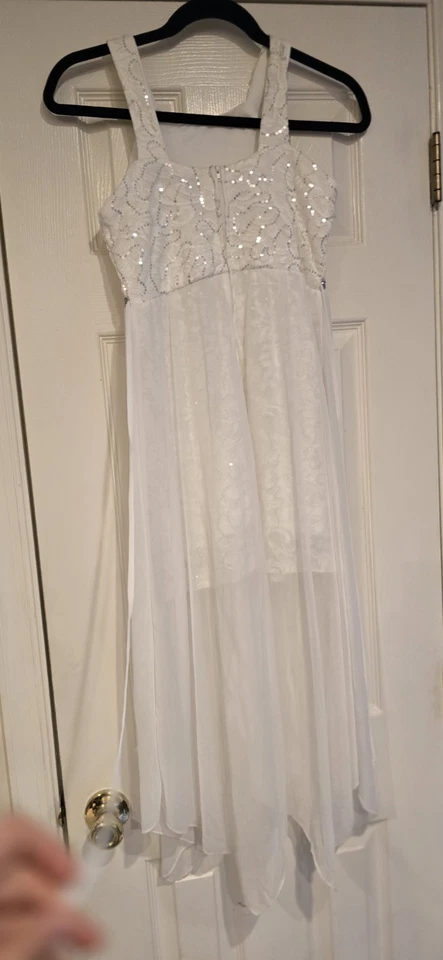 Vestido Niña Junior Talla 12 Blanco Formal Fiesta Boda Graduación Comunión 1 2 Foto 4 de 4