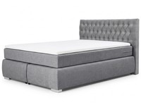 Modernes Graues Boxspringbett 140 X 200 Cm Mit Matratze Und Toppers Betten