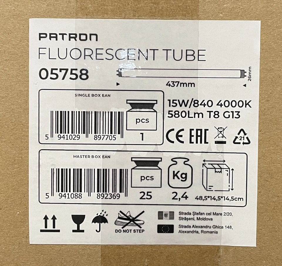 4 x 15W Tube T8 840 Cool White Fluorescent 580lm G13 4000k known as 18" tube - Image 2 of 4