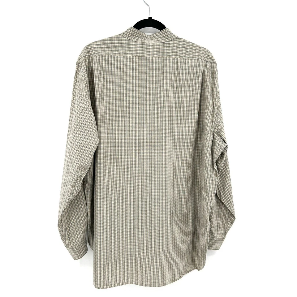 Camisa de vestir para hombre VESTIMENTA beige azul a cuadros manga larga con botones talla 44 Foto 2 de 4