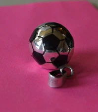STERLING SILVER Black Soccer Ball Charm  .925 NEW