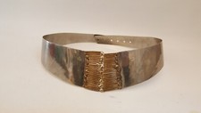 Vintage 80s artisan nickel plated brass rigid belt