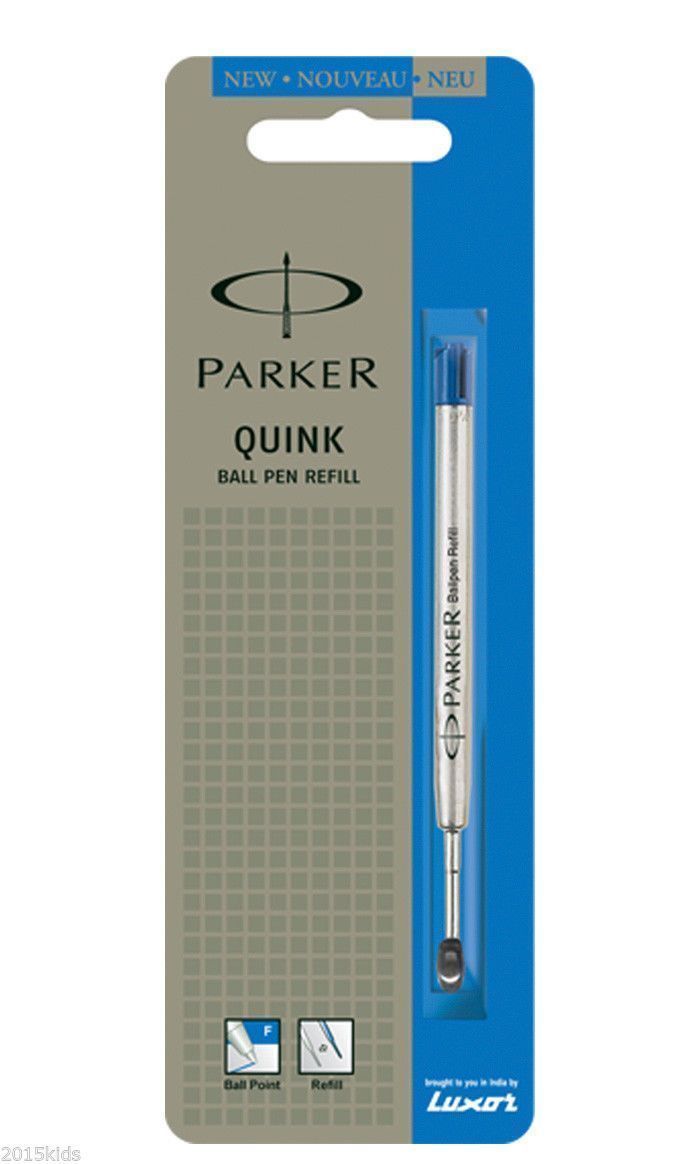 6x Parker Quink Flow Ball Point Pen Refill Blue Ink Fine Nib