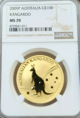 2009 AUSTRALIA GOLD 100 DOLLARS G$100 KANGAROO NGC MS 70 SCARCE
