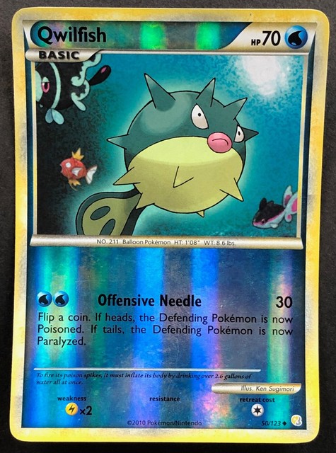Pokemon Card Qwilfish HeartGold SoulSilver 50 123 EX NM Reverse Holo 