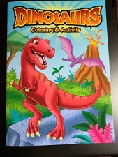 DINOSAURS COLORING & ACTIVITY BOOK CHILDREN KIDS NEW T-REX DINOSAUR