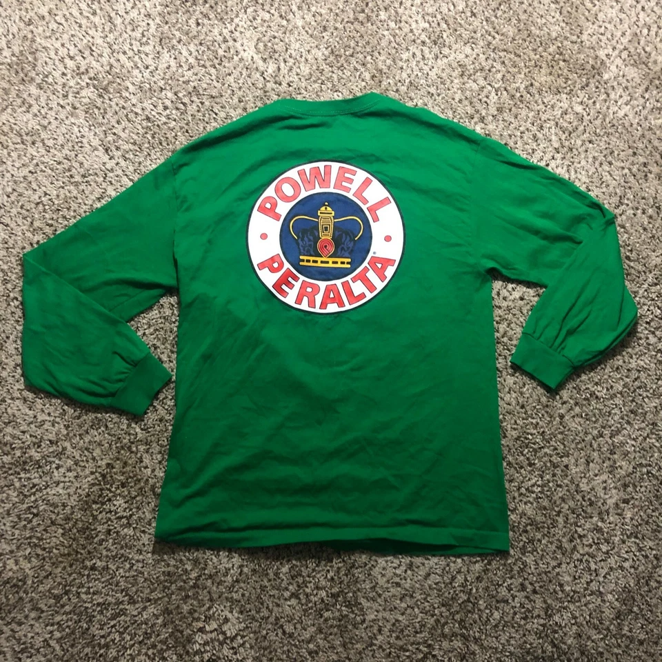 Camisa De Colección Powell Peralta Supreme Crown Hombres Talla L Skateboarding Verde Manga Larga Foto 3 de 4