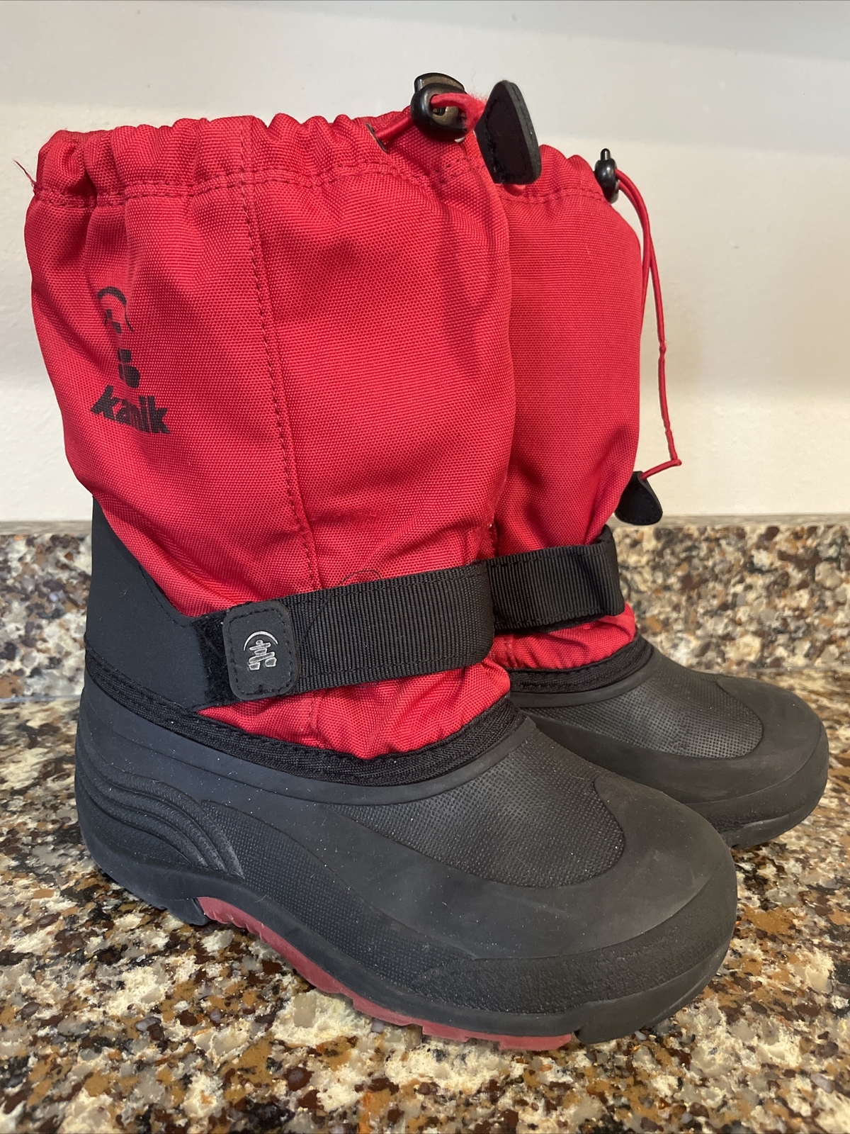 Kamik Snow Boots Waterproof Youth Red and Black Insulated Size 3-image