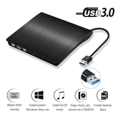 Externes DVD Laufwerk USB 3.0 Brenner Slim CD DVD-RW Brenner für PC Laptop