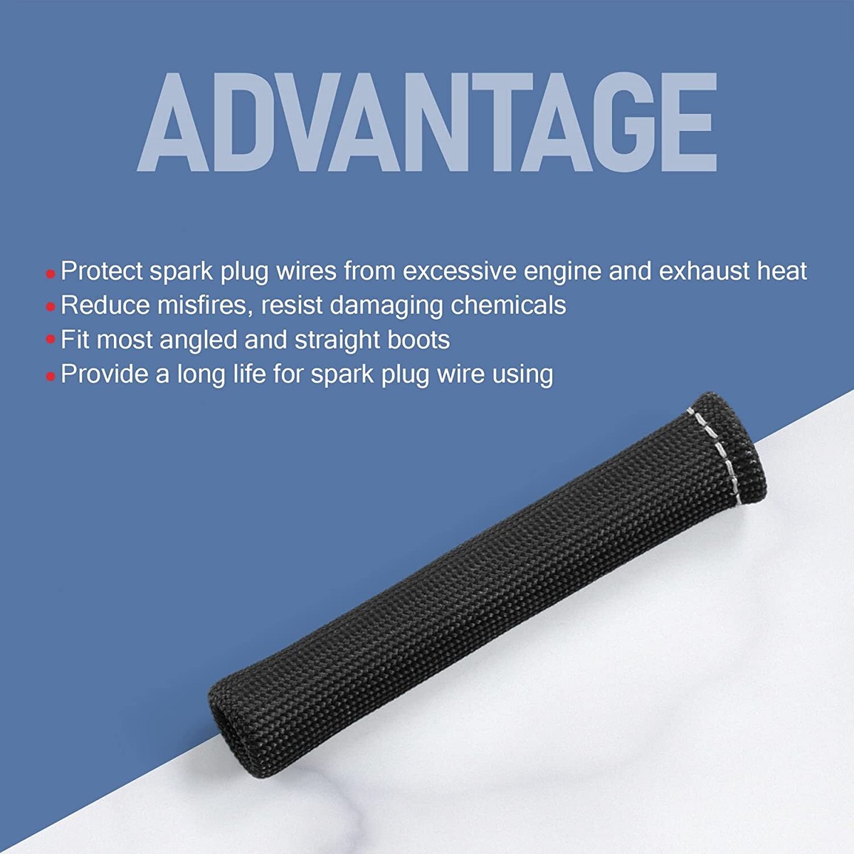 8-Pack Spark Plug Wire Boot Heat Shield Sleeves - Basalt Fiber, Rated To 2500°F, Black 2 thumbnail image