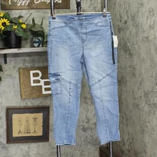 dG2 by Diane Gilman Womens Cropped Stretch Twill Cargo Jegging Chambray Blue PM