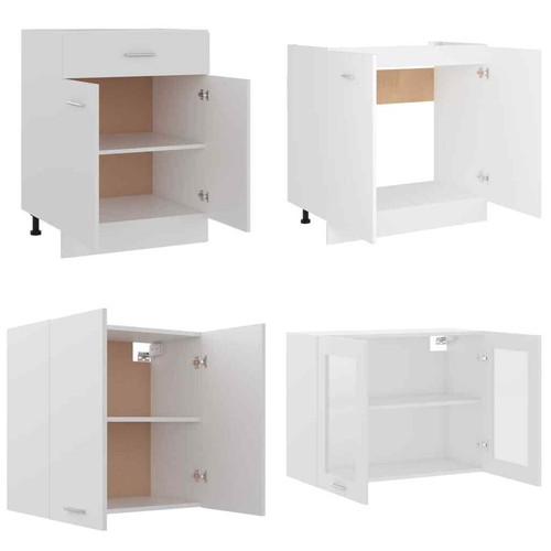 4 PCS Kitchen Cabinet Set Elegant Design Cupboard Storage Home Organizer White - Picture 8 of 14