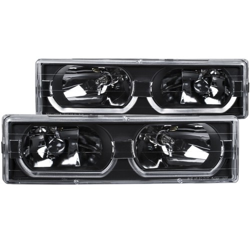 ANZO Crystal Headlights Black w/ Low - Brow for Chevrolet C1500 | 111299 - Picture 1 of 8